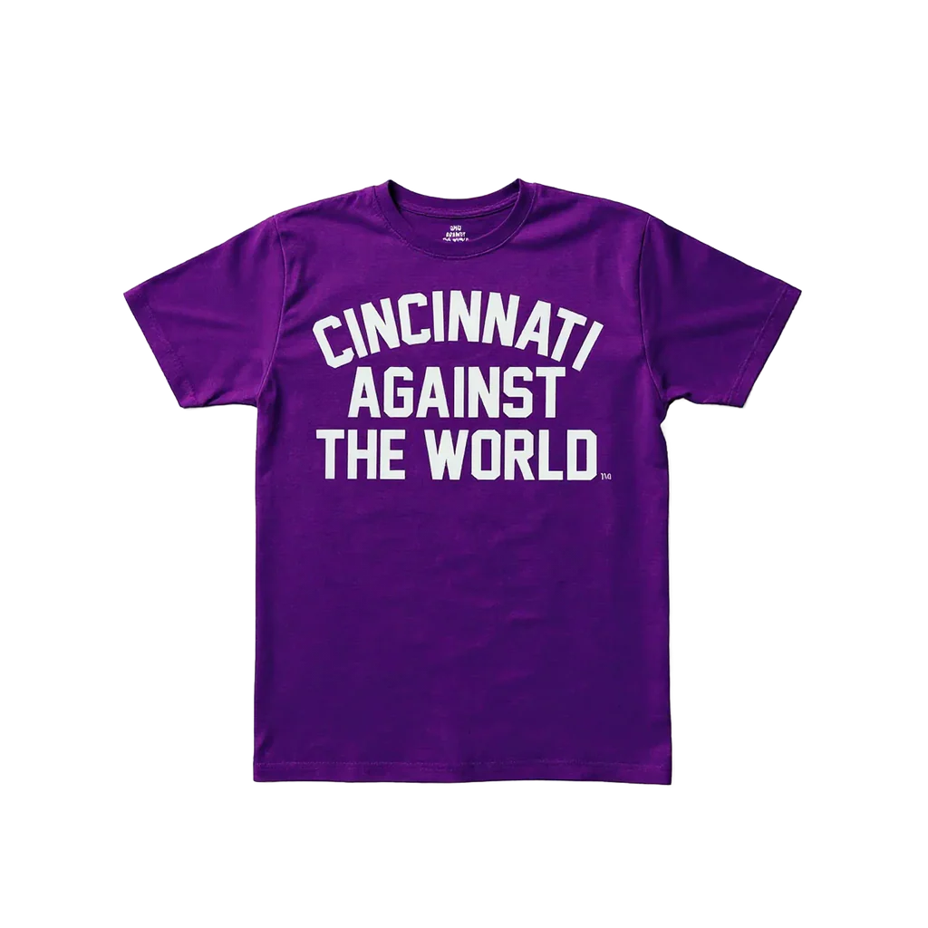 Purple & White Cincinnati Against The World Tee