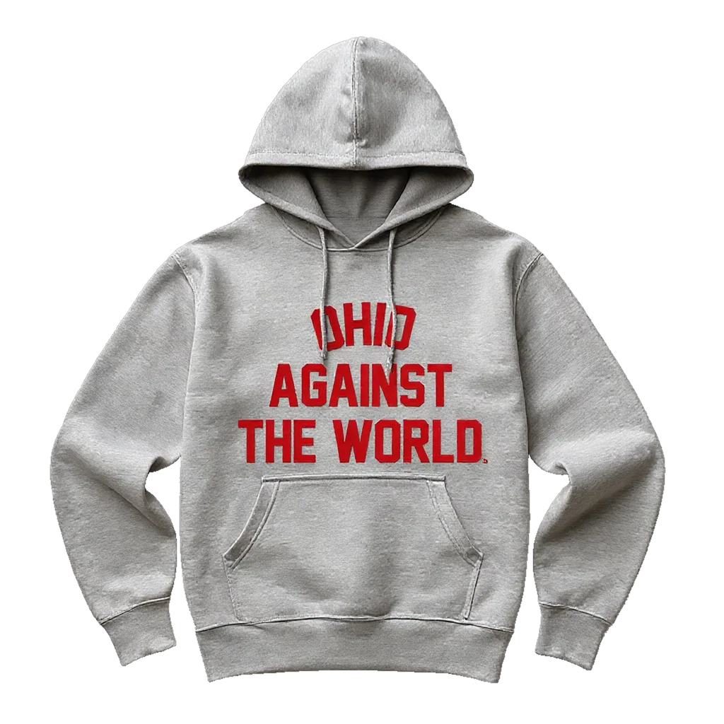 Grey & Red Ohio Against The World Hoody